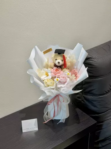 Sweet Pink Graduation Bear Bouquet