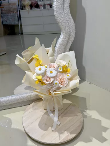 Mixed Yellow Soap Flowers with Korean-Style Wrapping