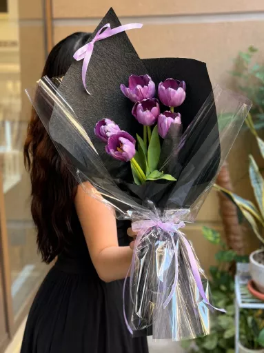 Velvet Purple Tulip （6）(Fresh Flower)