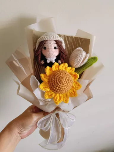 Handmade Crochet Lawyer/Barrister Doll Bouquet