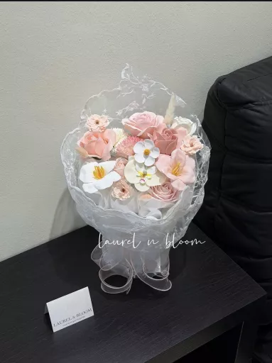 Soft Lace Pink Soap Flower Bouquet