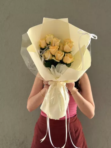 Elegant Peach Roses Bouquet (Fresh Flower)