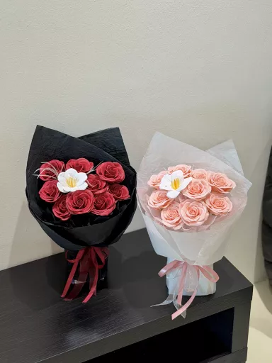 9 Premium Soap Roses with 1 Soap Tulip Flower