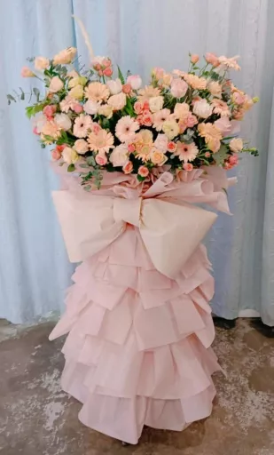 elegant ribbon opening stand jb 开张花蓝
