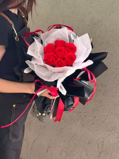 Enchanting Ballet Bouquet In Classic Black And Red (Soap Flower)